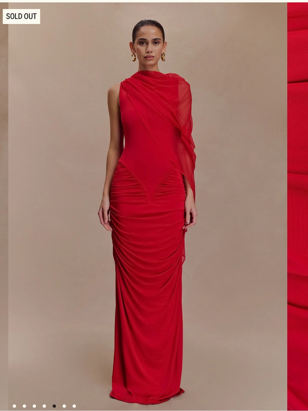 Meshki Amandine ruched Slinky Maxi Dress - Red Ruby